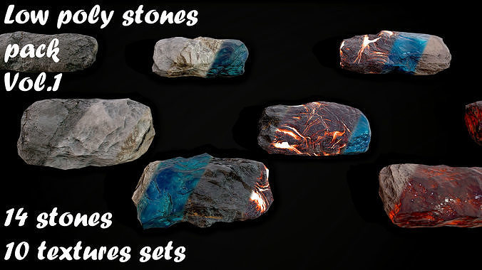 Stones pack Vol 1 Low-poly 3D model