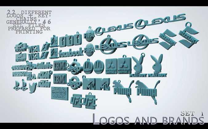 Logos and brands first set Free 3D print model