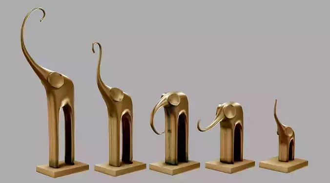 Low poly model Five elephants