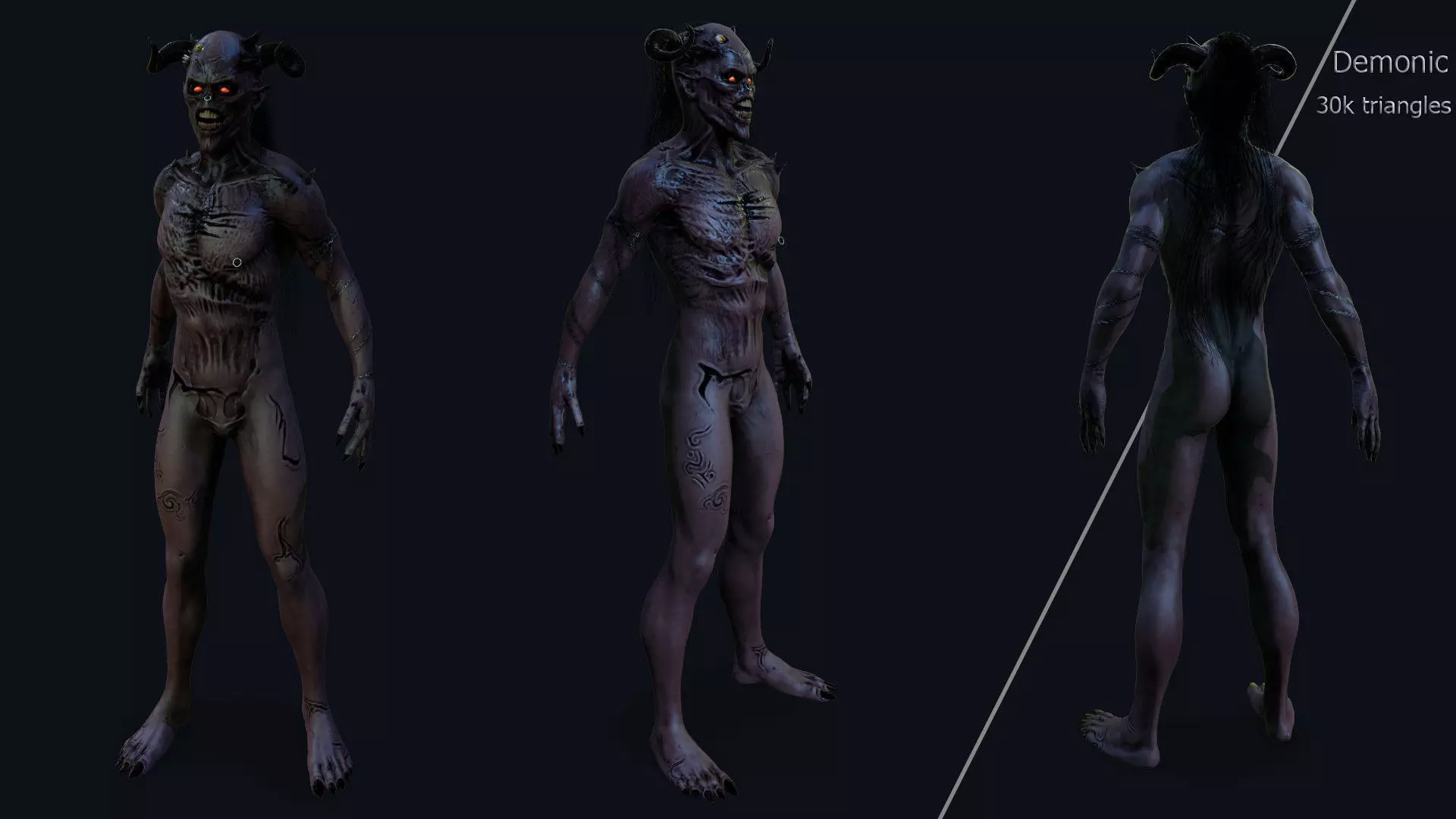 Demonic demon Low-poly 3D model_0