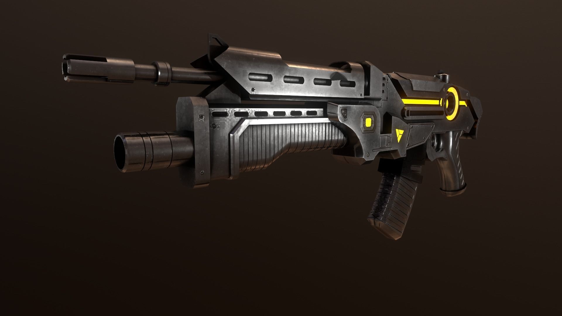 Sci-Fi  Energy Weapon Low-poly 3D model_4