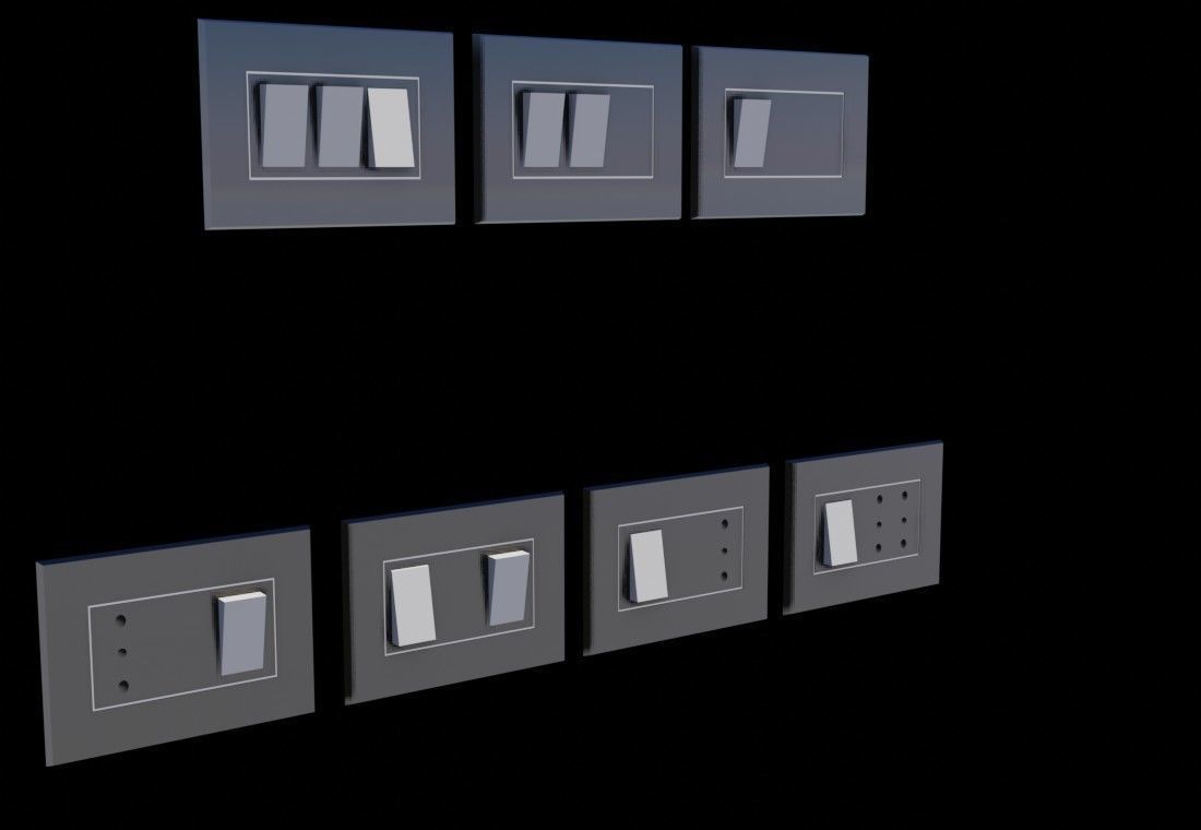 Cooling fan Differential switch Electric Wall 3D Model Collection_16