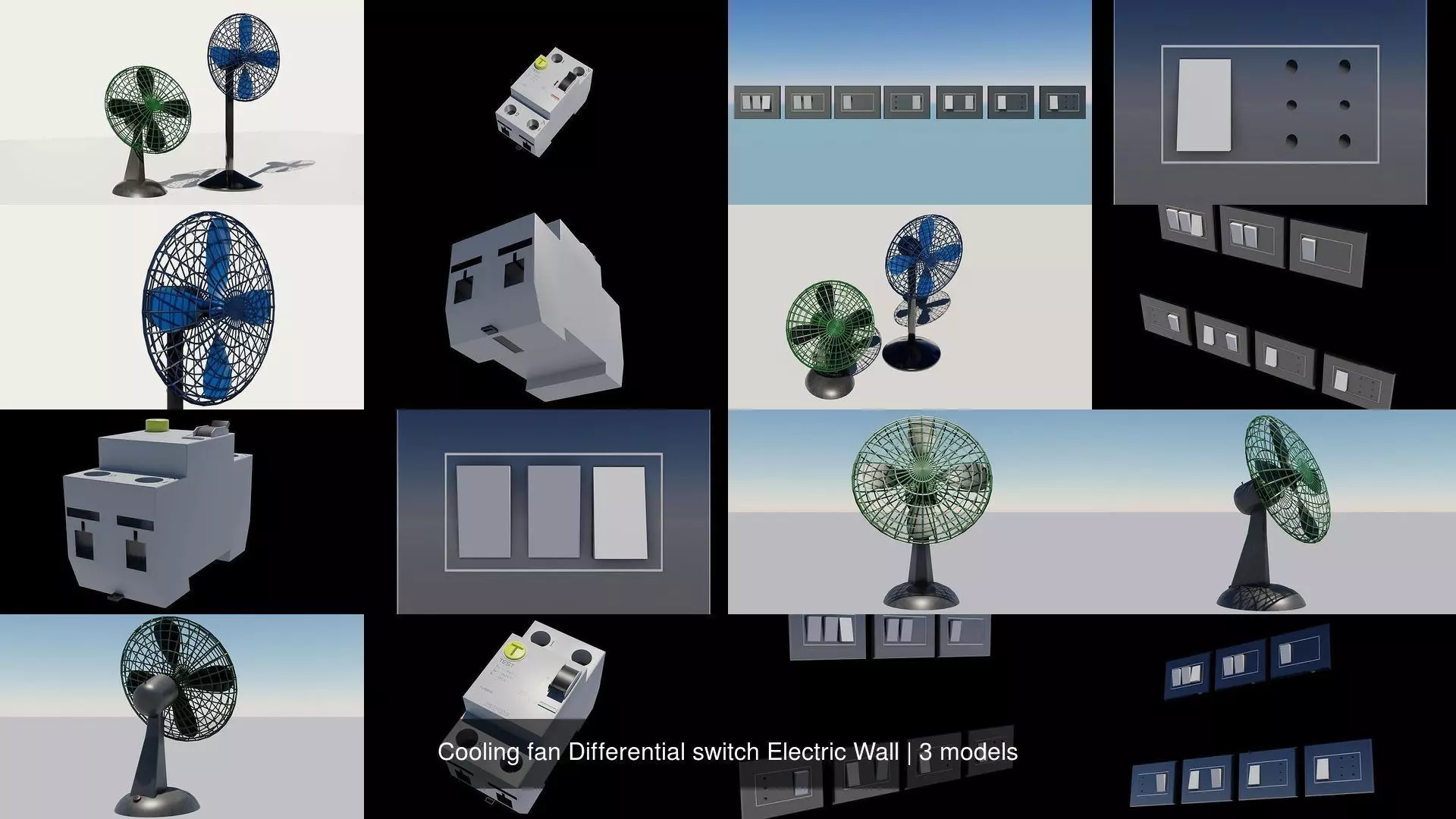 Cooling fan Differential switch Electric Wall 3D Model Collection_1