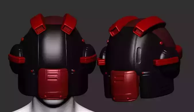 gas mask helmet scifi high poly sculpt 3d printable 
