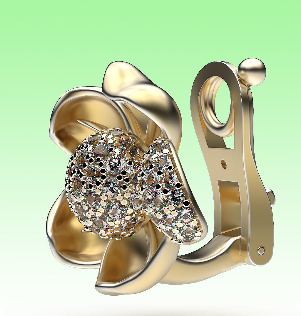 Earrings Water Lily 3D print model_1