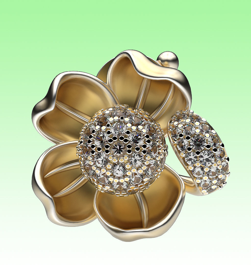 Earrings Water Lily 3D print model_4