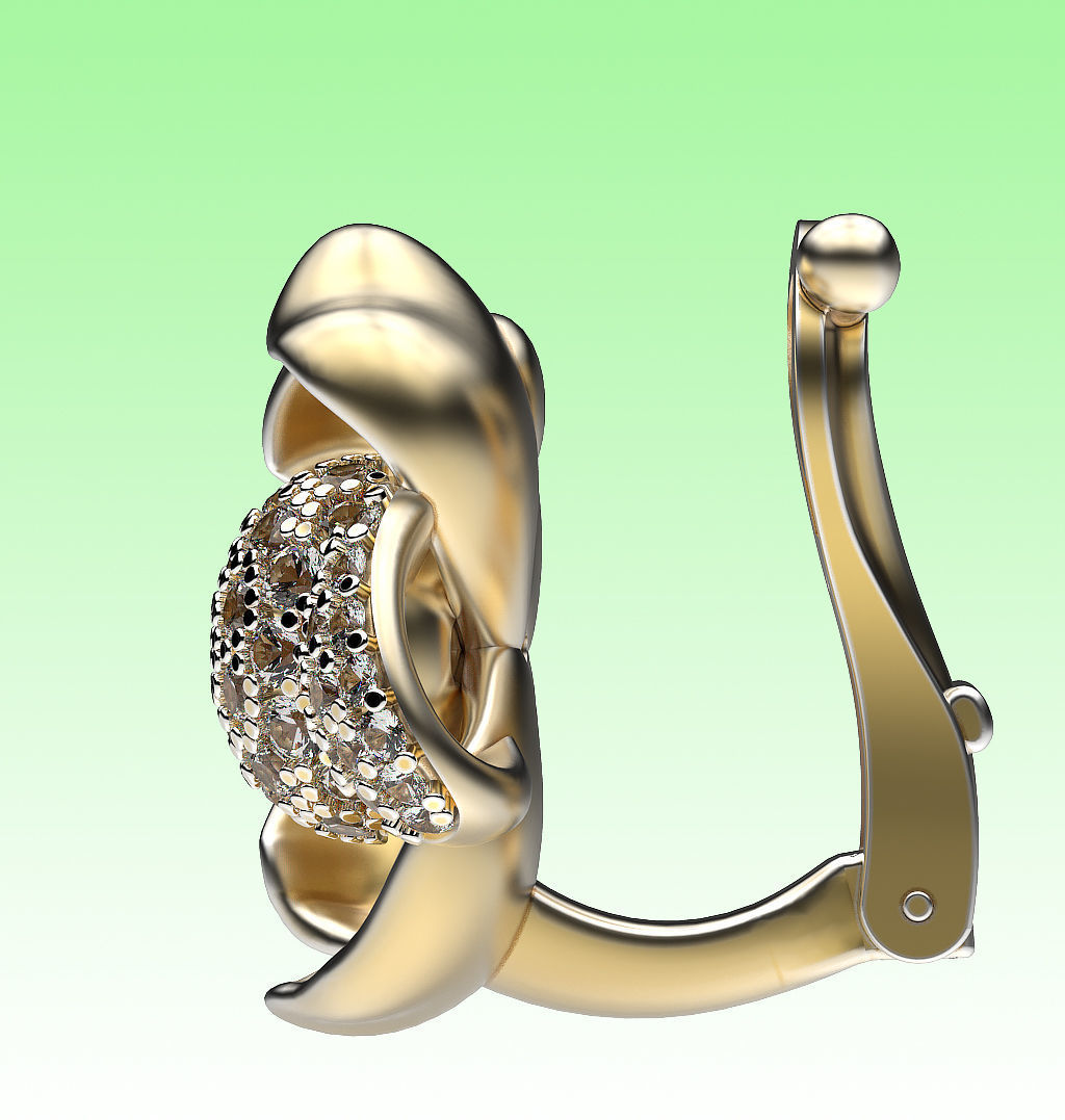 Earrings Water Lily 3D print model_3