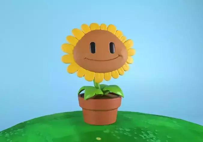 Plants vs Zombies Sunflower -  Model for 3d printing STL OBJ FBX