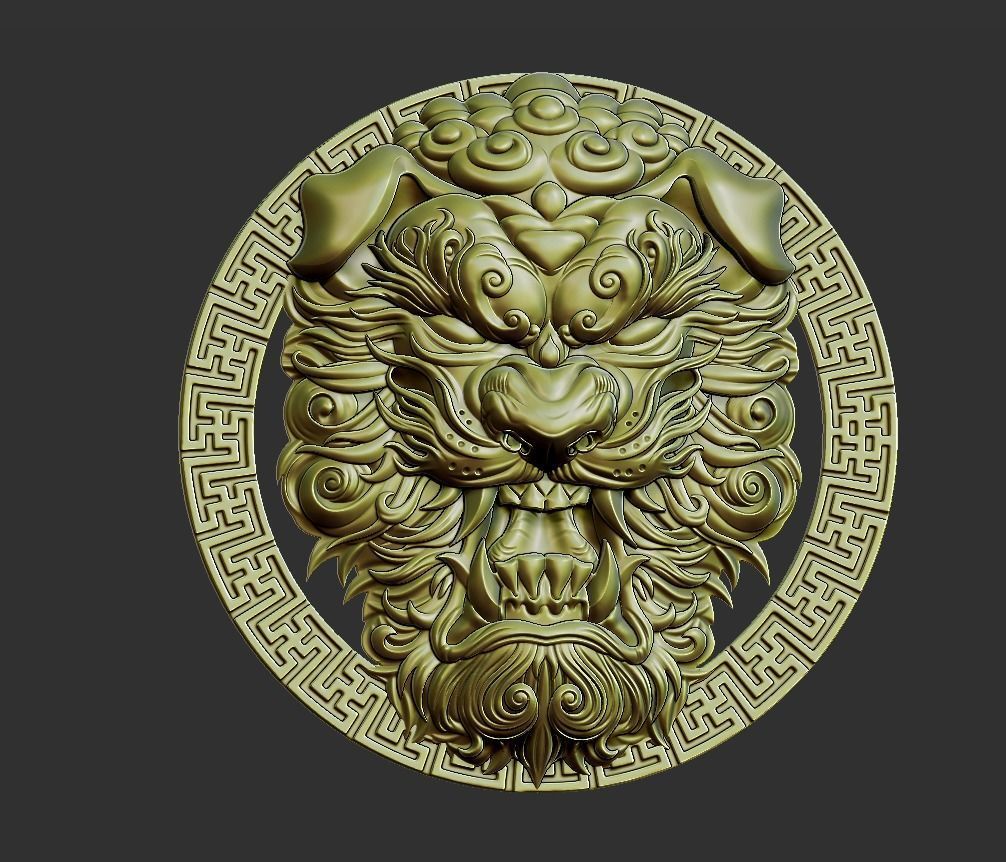 lion head 3D print model_15