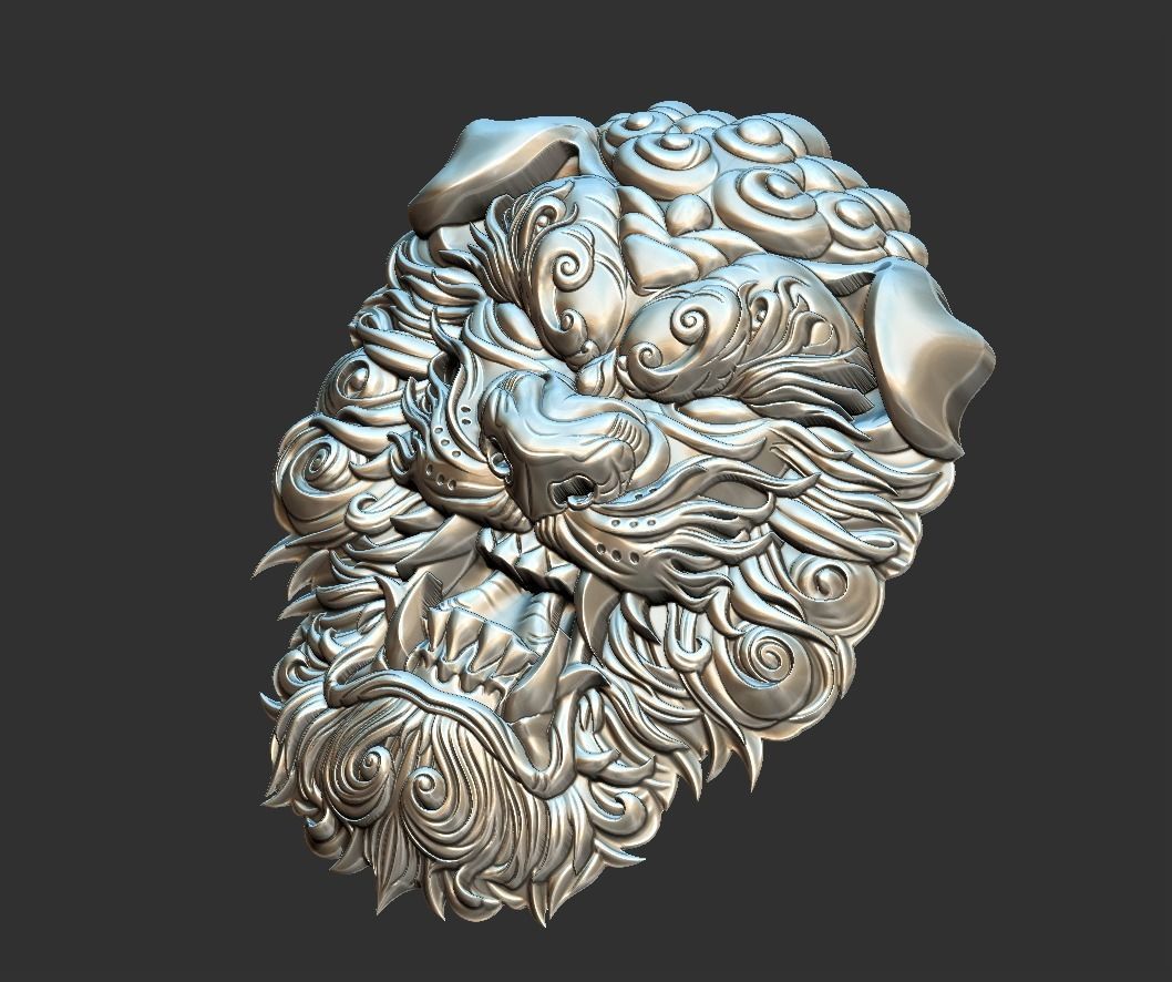lion head 3D print model_7