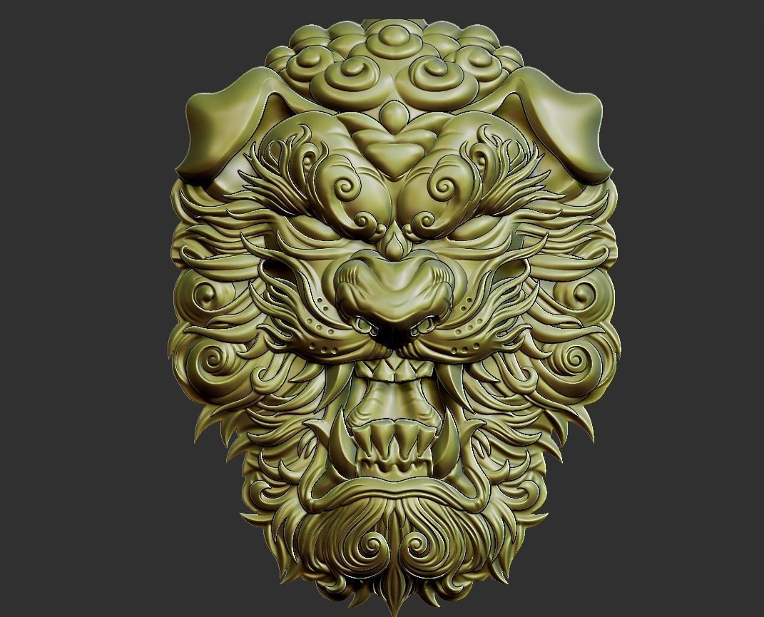 lion head 3D print model_1