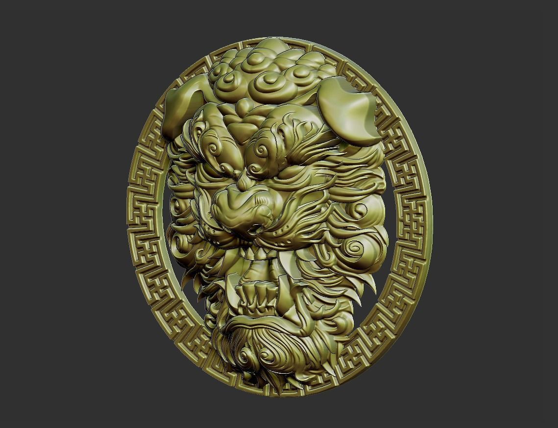 lion head 3D print model_11