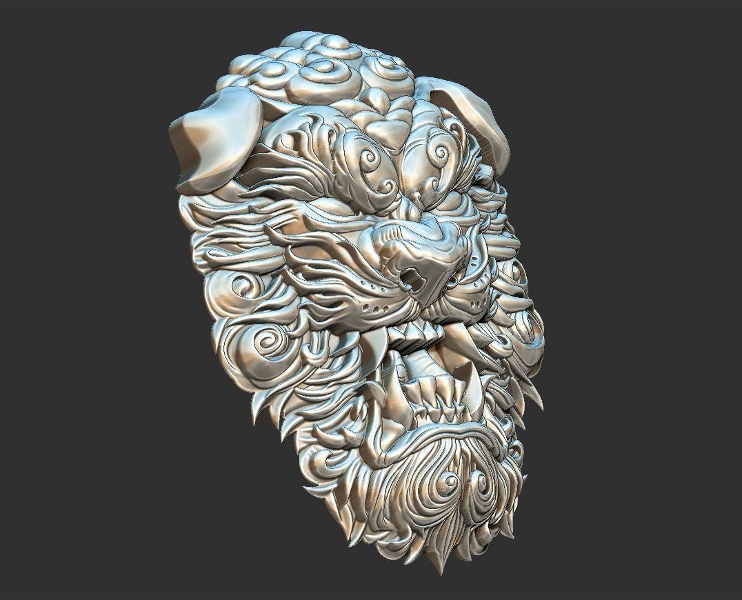 lion head 3D print model_8