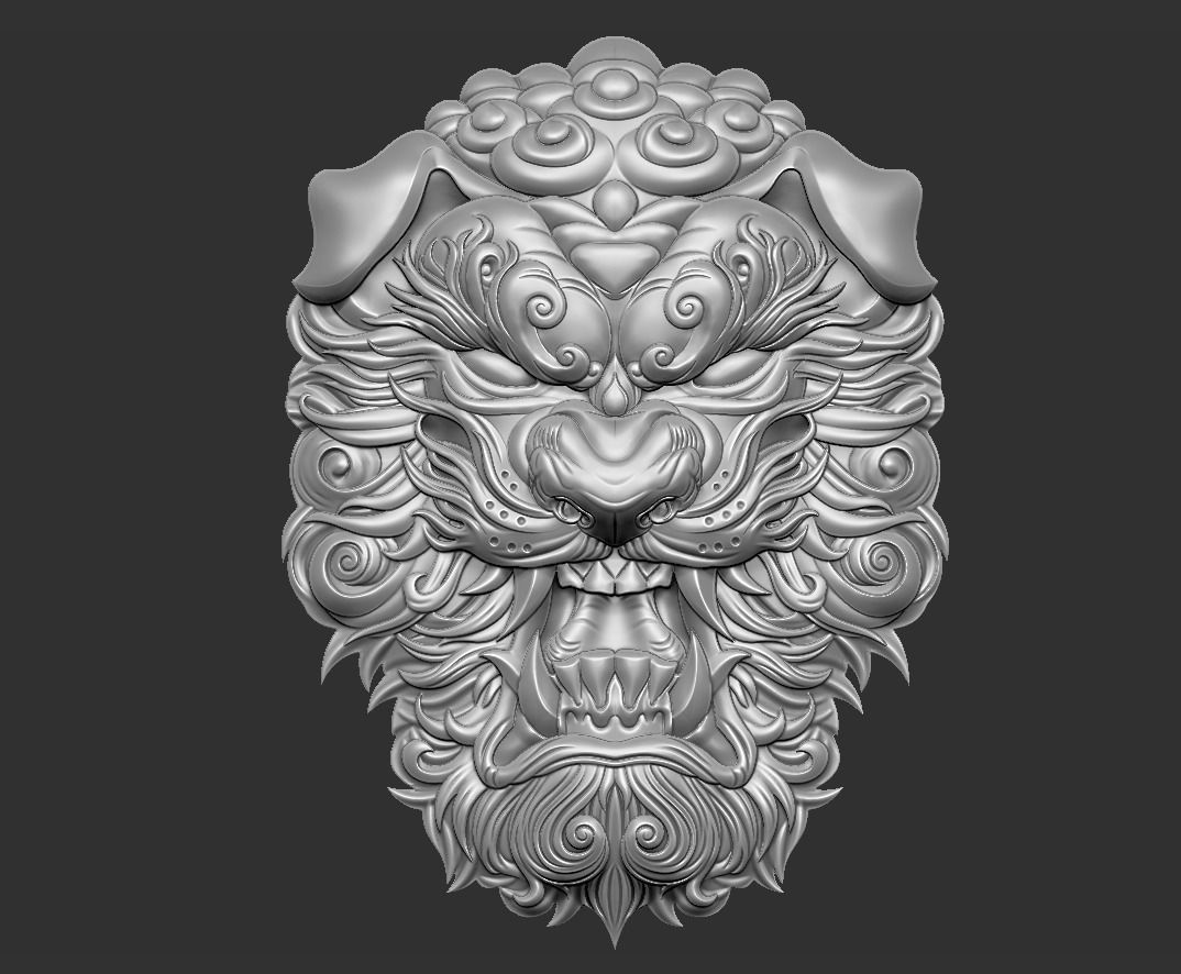 lion head 3D print model_5