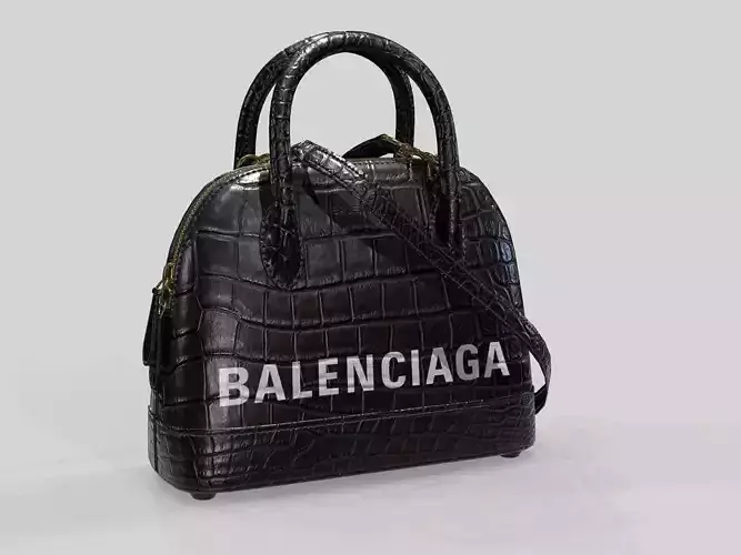 Balenciaga Ville Top Handle XXS  Bag Black Crocodile Low-poly 3D model