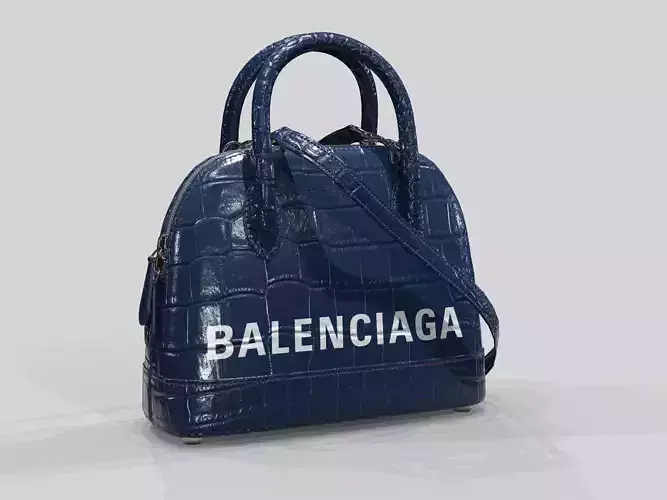Balenciaga Ville Top Handle XXS  Bag Blue Crocodile Low-poly 3D model