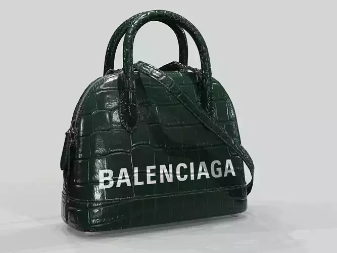 Balenciaga Ville Top Handle XXS  Bag Green Crocodile Low-poly 3D model