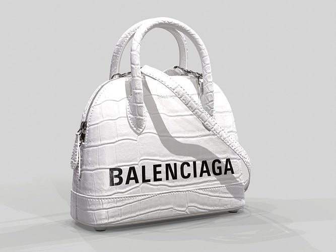 Balenciaga Ville Top Handle XXS  Bag White Crocodile Low-poly 3D model