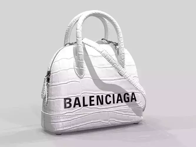 Balenciaga Ville Top Handle XXS  Bag White Crocodile Low-poly 3D model