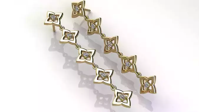 Drop Quatrefoil Earrings with Diamonds