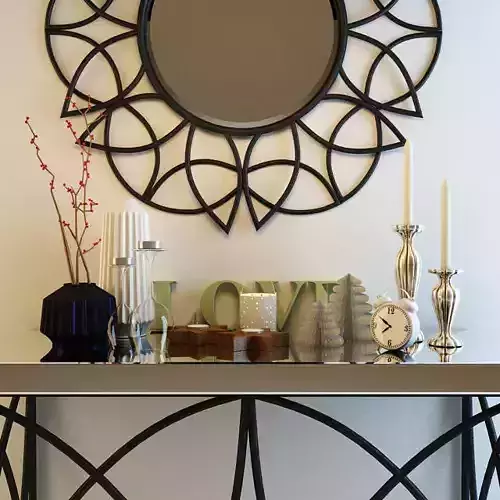 decor set mirror on console table