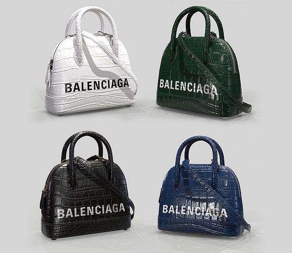 Balenciaga Ville Top Handle XXS  Bag  Crocodile Leather 3D Model Collection