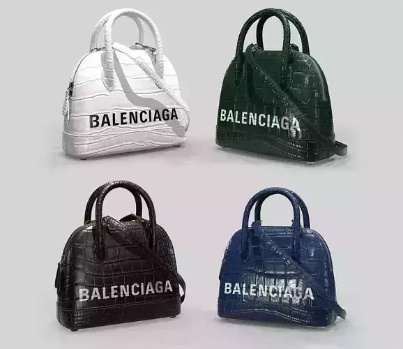 Balenciaga Ville Top Handle XXS  Bag  Crocodile Leather 3D Model Collection
