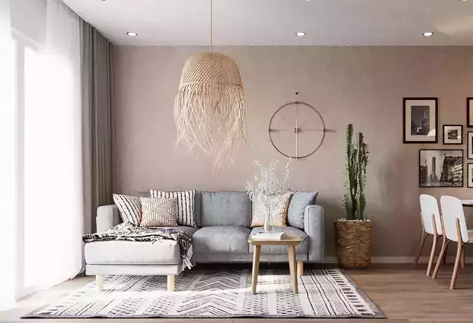 Living interior scene 3D model