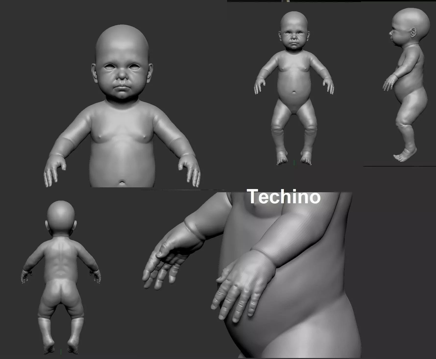 Techino Realistic Baby  3D model_0