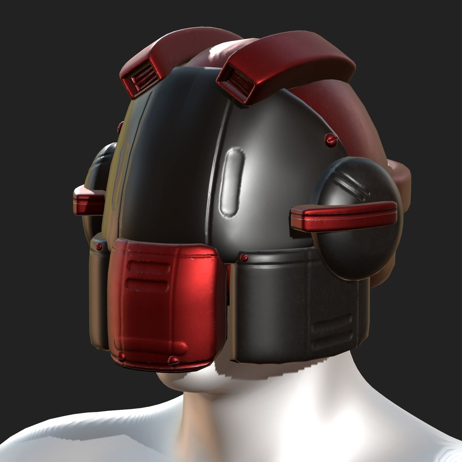 Helmet scifi military combat 3d model low poly Low-poly 3D model_9
