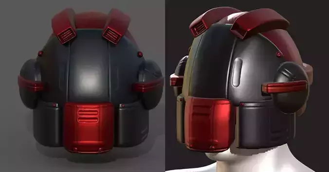 Helmet scifi military combat 3d model low poly 