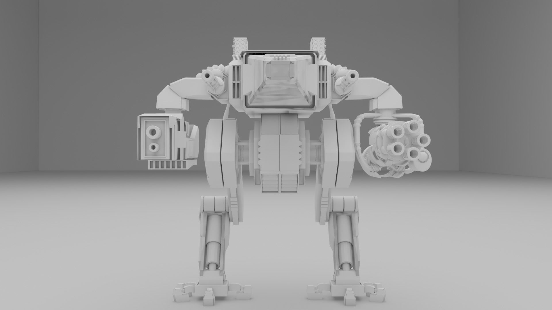 Mesh military robot 3D model_3