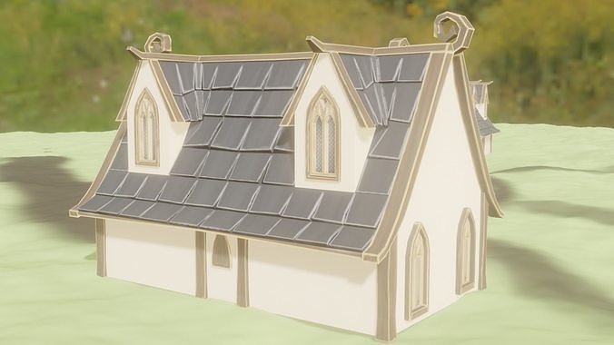 Low poly Elf House Low-poly 3D model