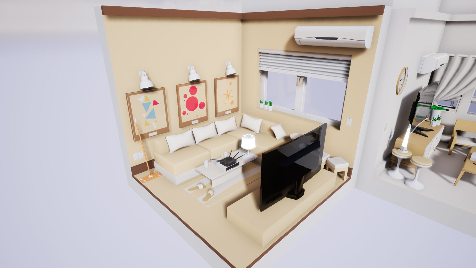 Isometric interior Room v01 Low-poly 3D model_8