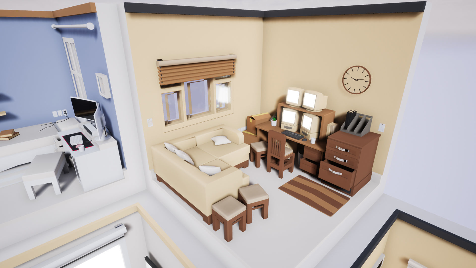 Isometric interior Room v01 Low-poly 3D model_3