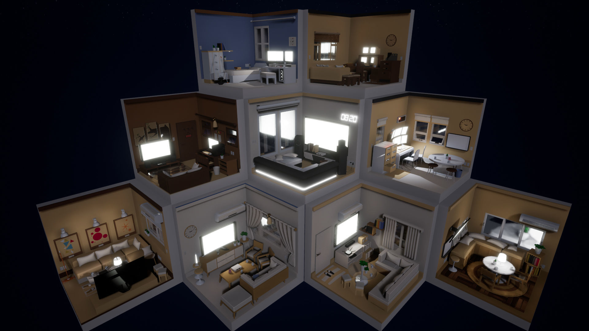 Isometric interior Room v01 Low-poly 3D model_1
