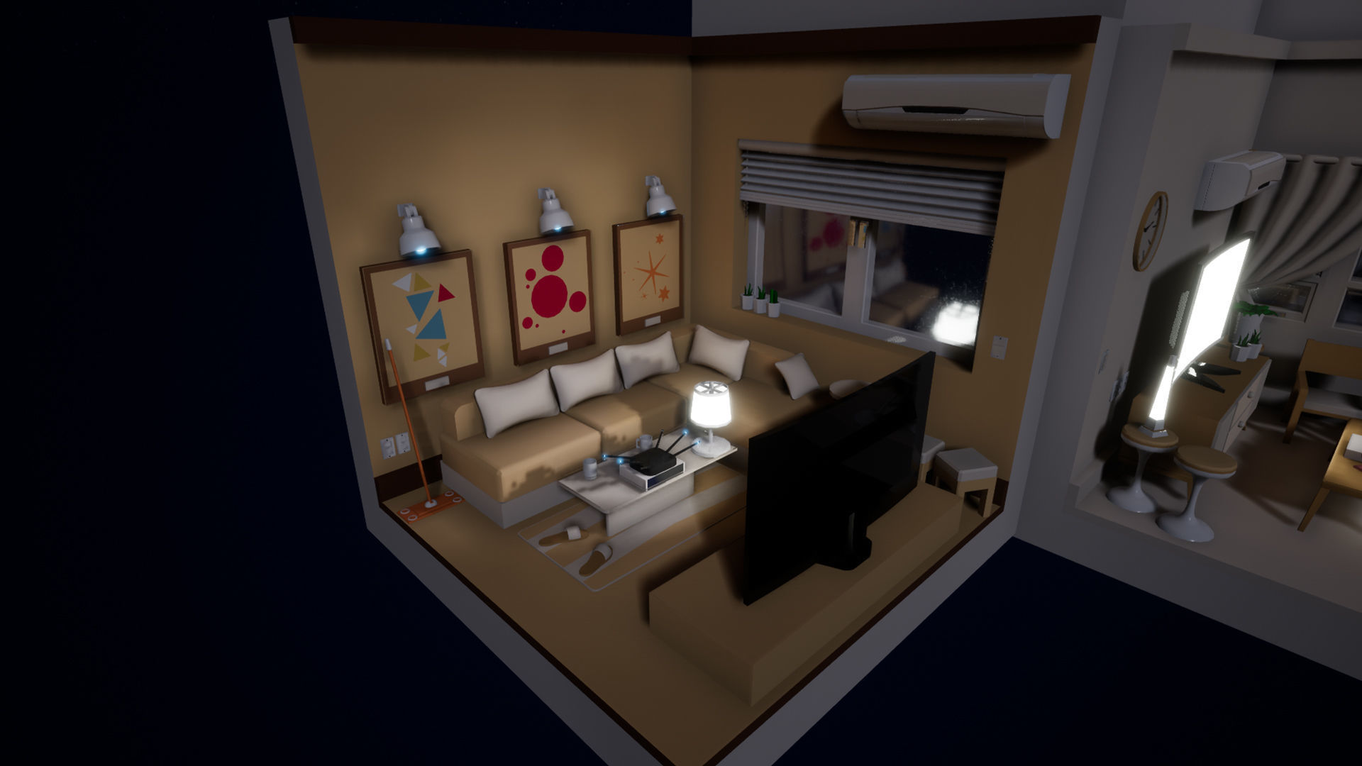 Isometric interior Room v01 Low-poly 3D model_16