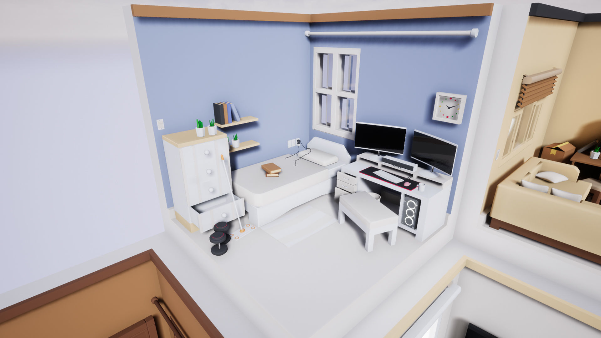 Isometric interior Room v01 Low-poly 3D model_2