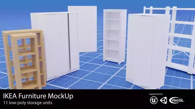 11 Furniture MockUps - IKEA Inspired PBR Asset Kit Low-poly 3D model