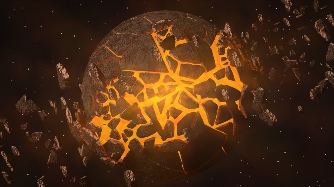 Planet bursting Low-poly 3D model_4