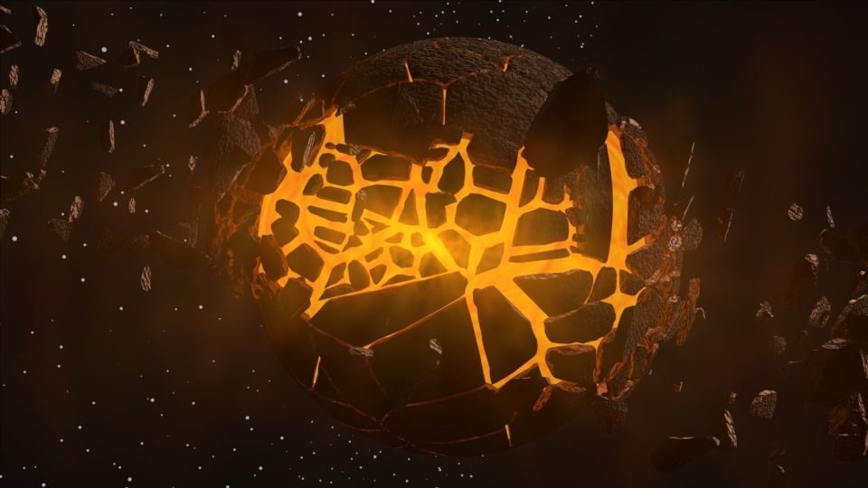 Planet bursting Low-poly 3D model_17