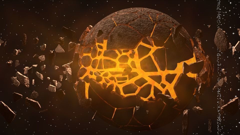 Planet bursting Low-poly 3D model_6