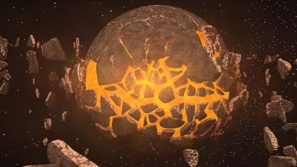 Planet bursting Low-poly 3D model_12