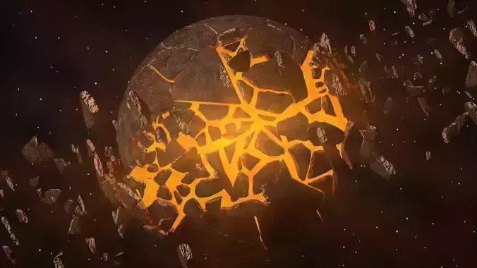 Planet bursting Low-poly 3D model