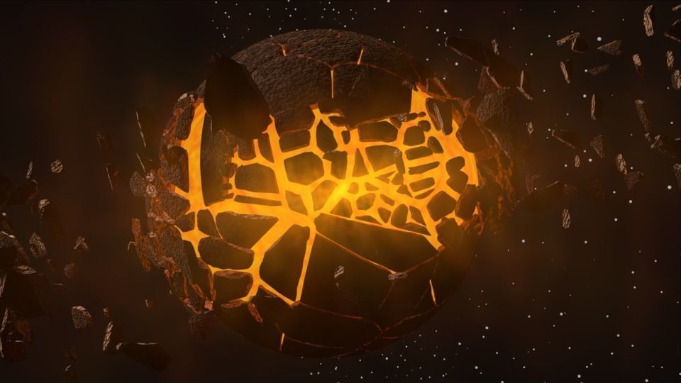 Planet bursting Low-poly 3D model_16