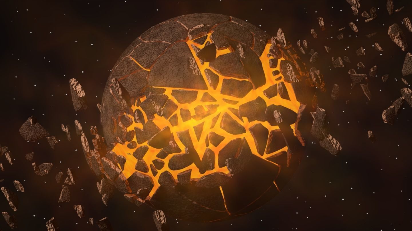 Planet bursting Low-poly 3D model_26