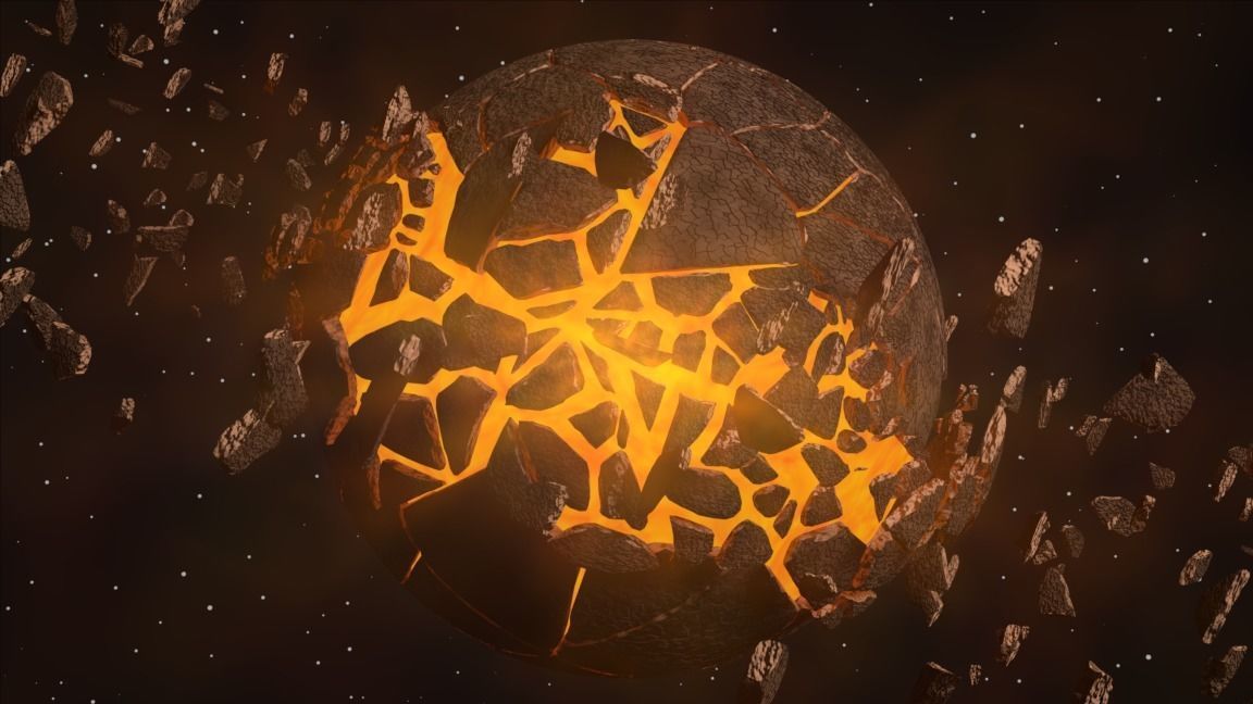 Planet bursting Low-poly 3D model_22