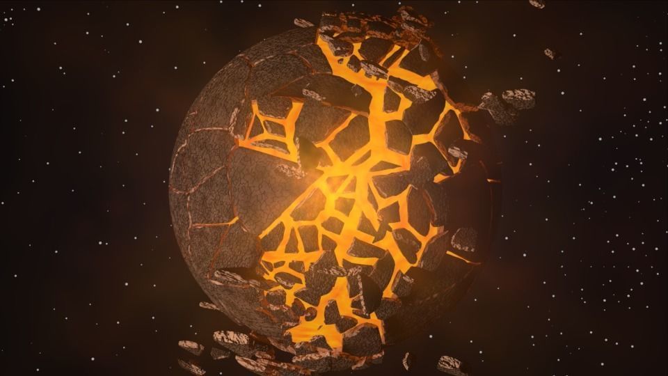 Planet bursting Low-poly 3D model_14