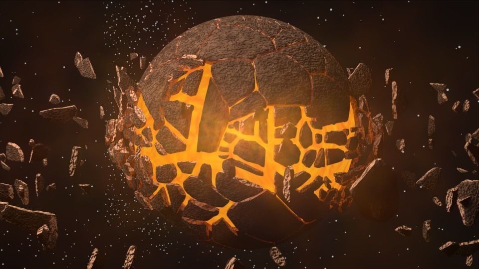 Planet bursting Low-poly 3D model_30