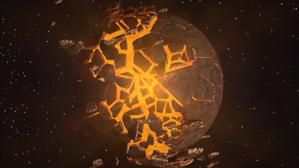 Planet bursting Low-poly 3D model_40